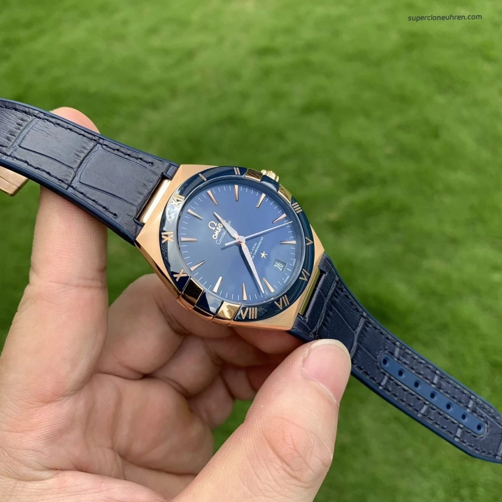 Premium Replica Uhr Omega Constellation 131.63.41.21.03.001 Roségold Keramiklünette 41mm