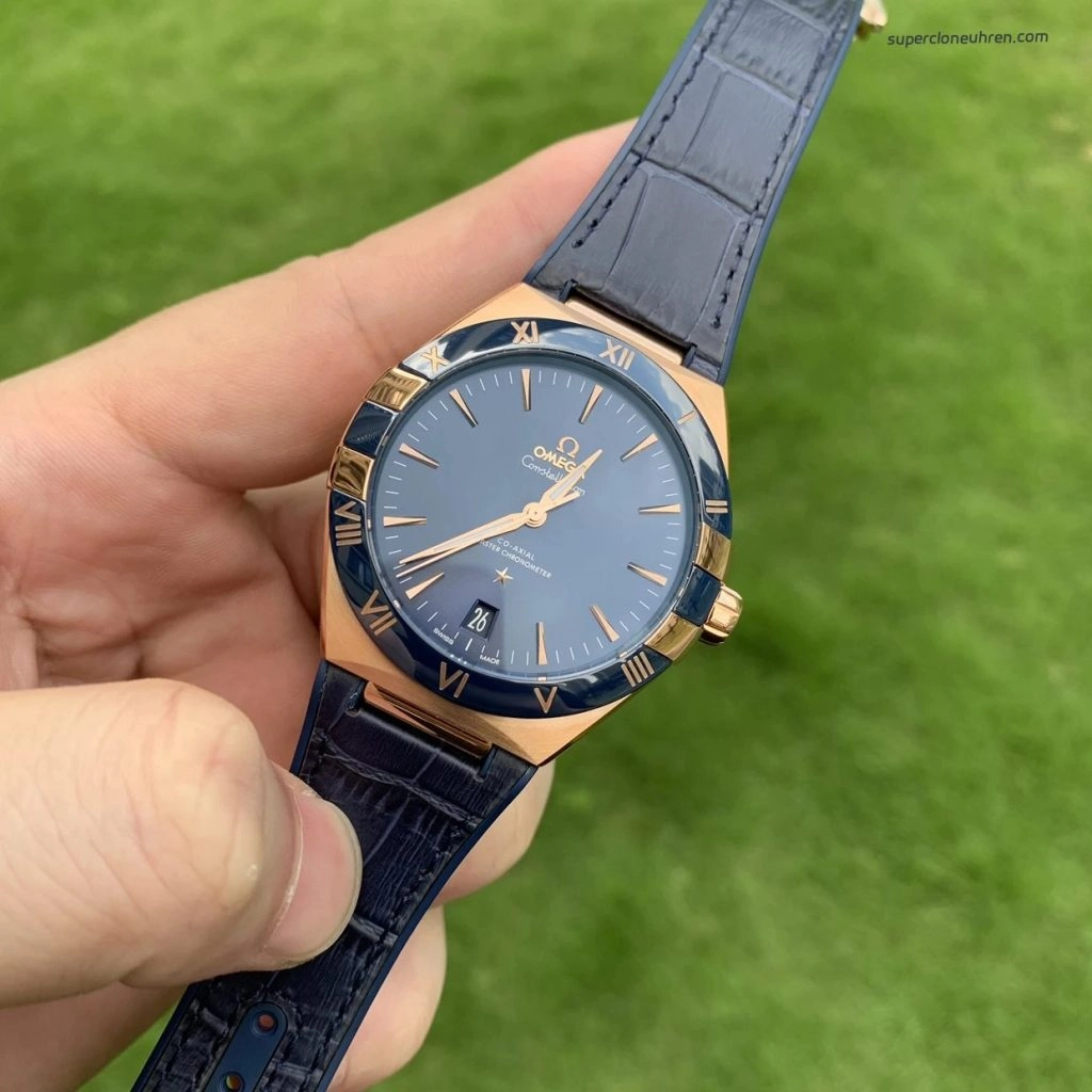 Premium Replica Uhr Omega Constellation 131.63.41.21.03.001 Roségold Keramiklünette 41mm