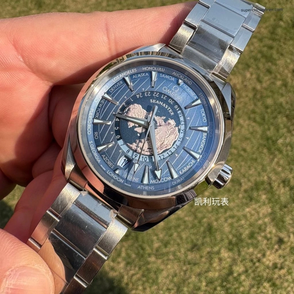 Super Clone Omega Seamaster Aqua Terra Worldtimer 220.10.43.22.03.002 Eisblaues Zifferblatt 43mm