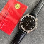 Premium Replica Uhr Omega De Ville 431.13.41.21.01.001 schwarzes Zifferblatt mit Lederband 41mm