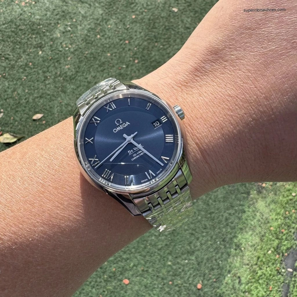 Premium Replica Uhr Omega De Ville 431.10.41.21.03.001 blaues Zifferblatt Edelstahl 41 mm