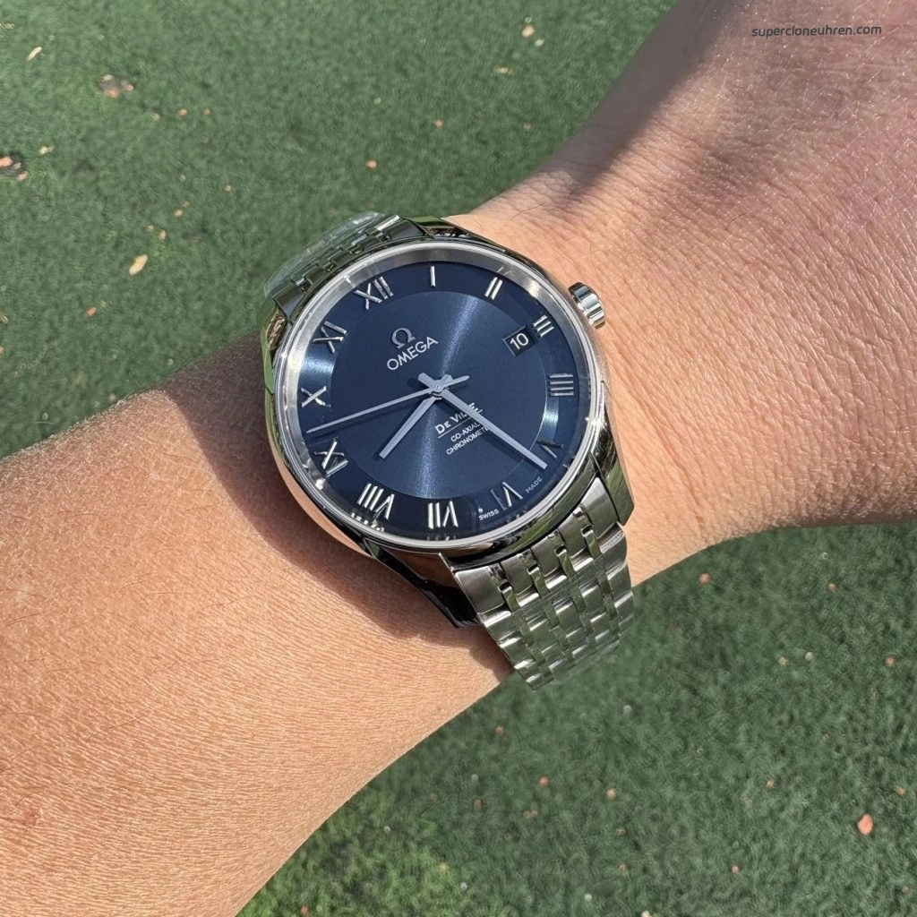 Premium Replica Uhr Omega De Ville 431.10.41.21.03.001 blaues Zifferblatt Edelstahl 41 mm