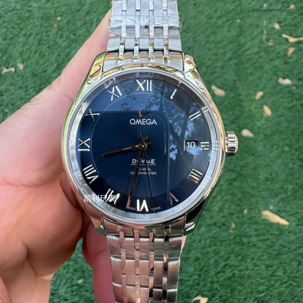 Premium Replica Uhr Omega De Ville 431.10.41.21.03.001 blaues Zifferblatt Edelstahl 41 mm