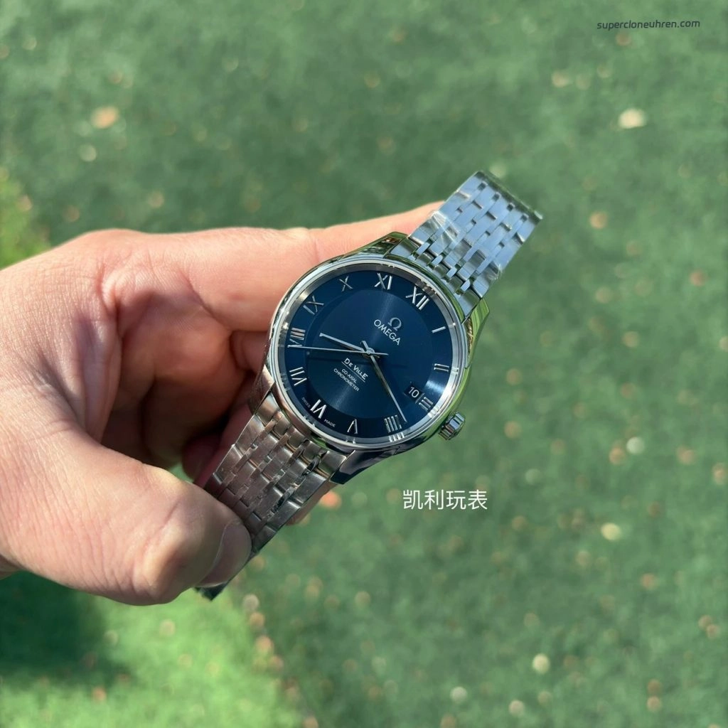 Premium Replica Uhr Omega De Ville 431.10.41.21.03.001 blaues Zifferblatt Edelstahl 41 mm