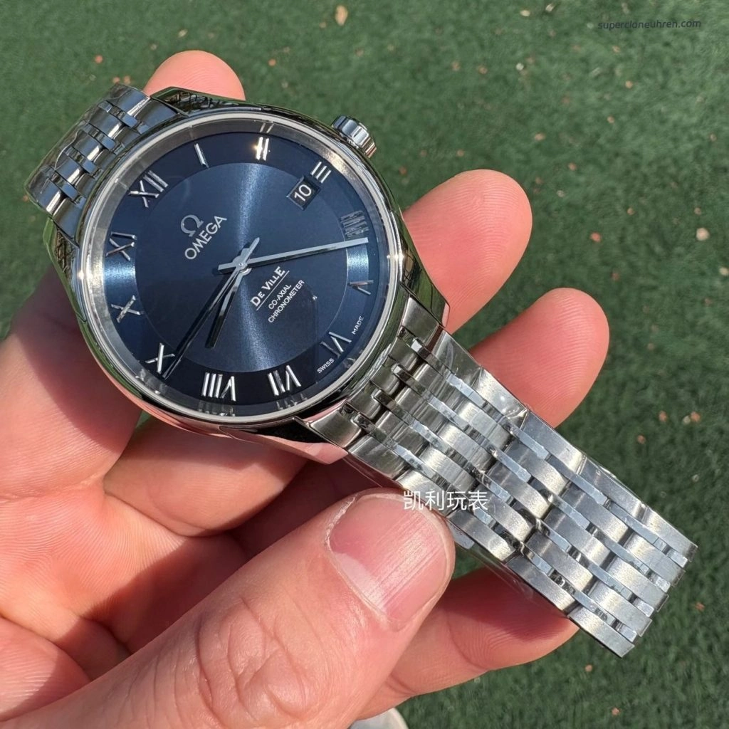 Premium Replica Uhr Omega De Ville 431.10.41.21.03.001 blaues Zifferblatt Edelstahl 41 mm