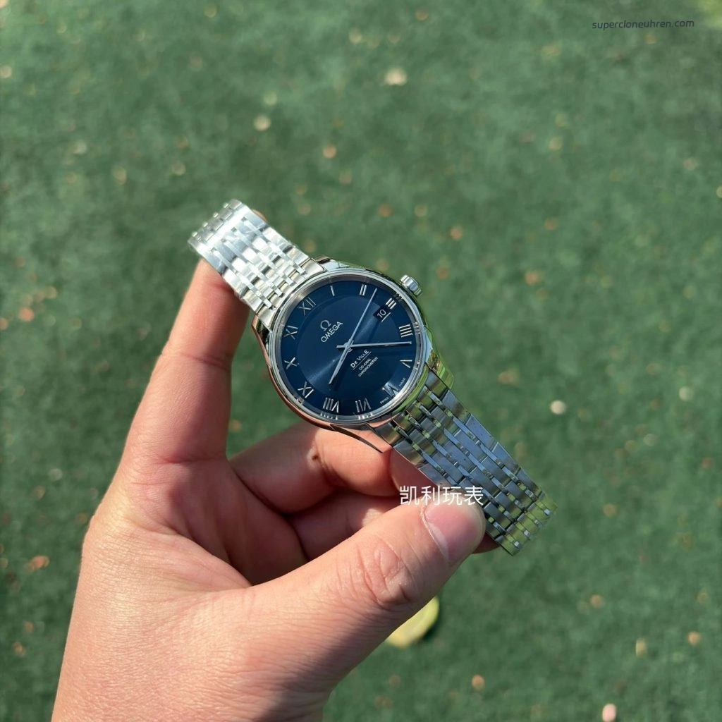 Premium Replica Uhr Omega De Ville 431.10.41.21.03.001 blaues Zifferblatt Edelstahl 41 mm