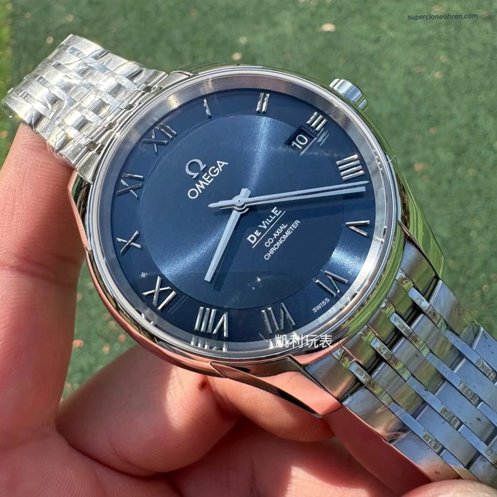 Premium Replica Uhr Omega De Ville 431.10.41.21.03.001 blaues Zifferblatt Edelstahl 41 mm