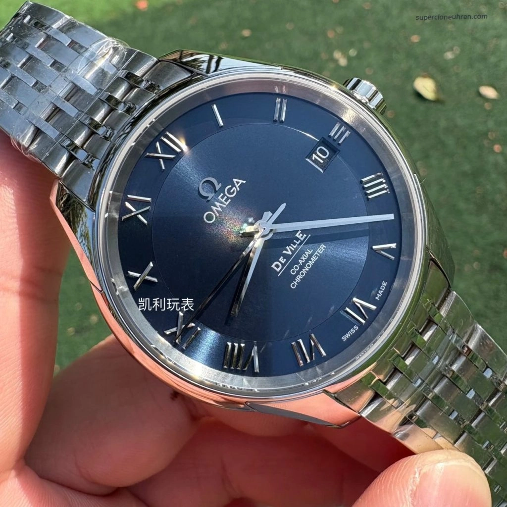 Premium Replica Uhr Omega De Ville 431.10.41.21.03.001 blaues Zifferblatt Edelstahl 41 mm
