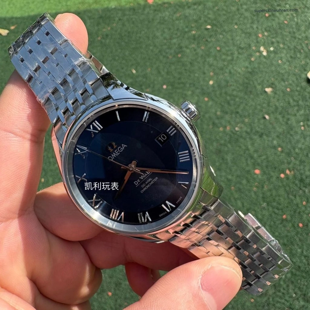 Premium Replica Uhr Omega De Ville 431.10.41.21.03.001 blaues Zifferblatt Edelstahl 41 mm