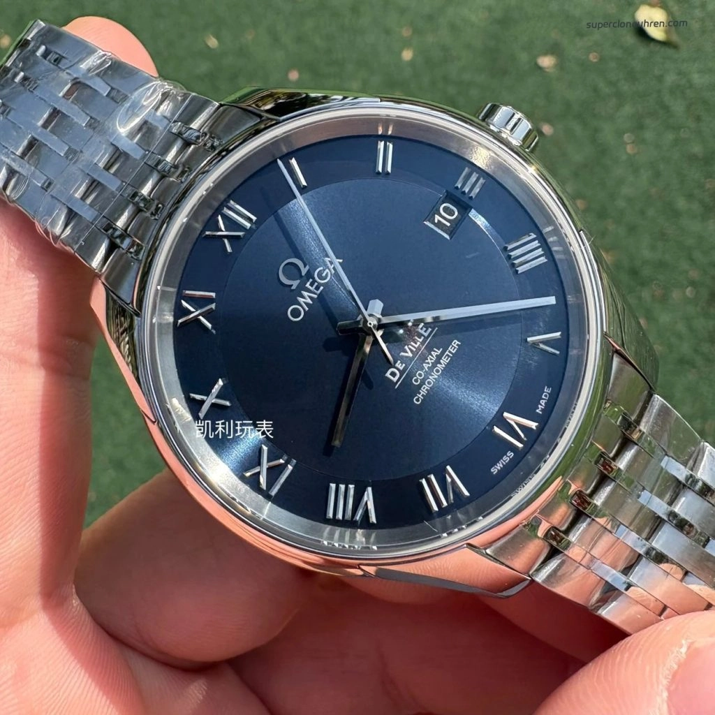 Premium Replica Uhr Omega De Ville 431.10.41.21.03.001 blaues Zifferblatt Edelstahl 41 mm