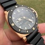 Super Clone Panerai Submersible PAM01070 Roségold mit Carbon-Lünette 44 mm