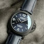 Premium Replica Uhr Panerai Luminor PAM01664 aus Carbon mit tiefblauem Lederband 44mm
