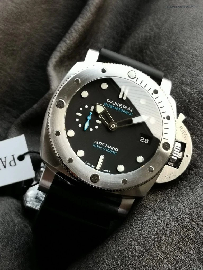 1:1 Super Clone Uhr Panerai Submersible PAM01229 mit blauem Sekundenzeiger Edelstahl 44mm