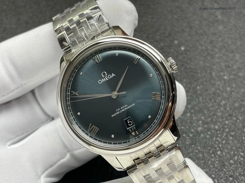 Premium Replica Uhr Omega De Ville 434.10.40.20.03.001 mit grünem Zifferblatt und Stahlband 40 mm