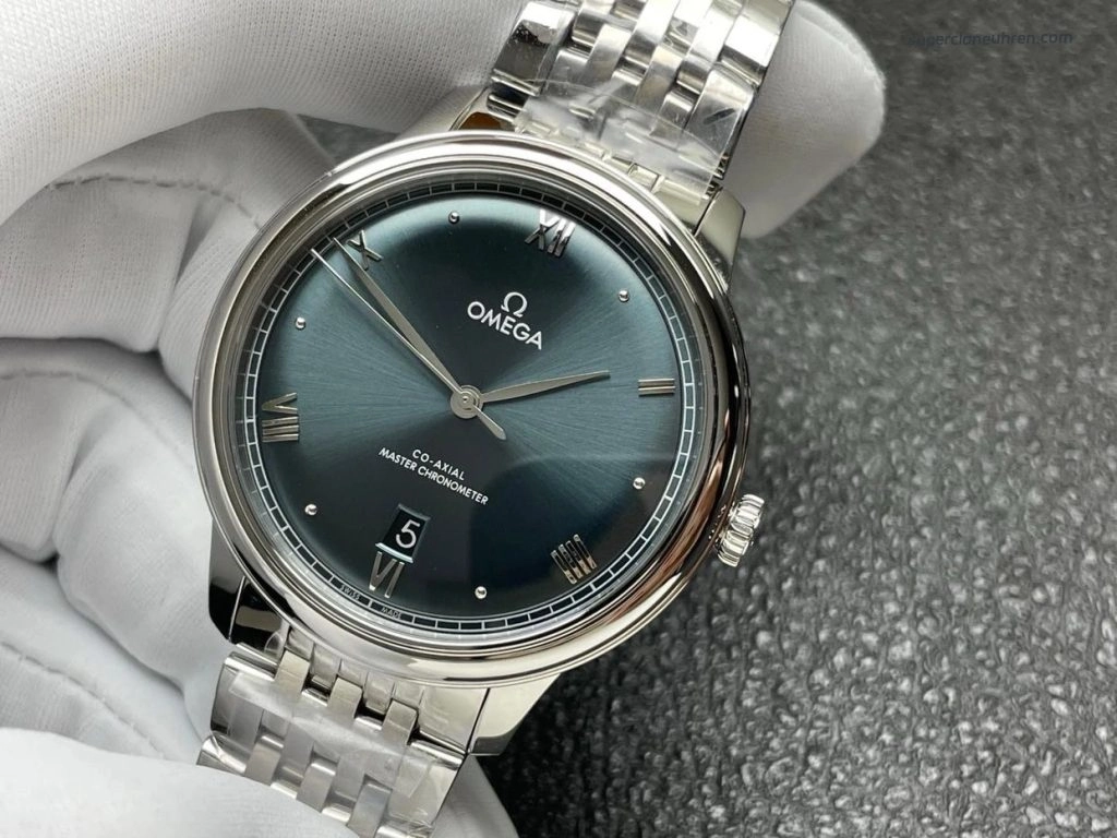 Premium Replica Uhr Omega De Ville 434.10.40.20.03.001 mit grünem Zifferblatt und Stahlband 40 mm