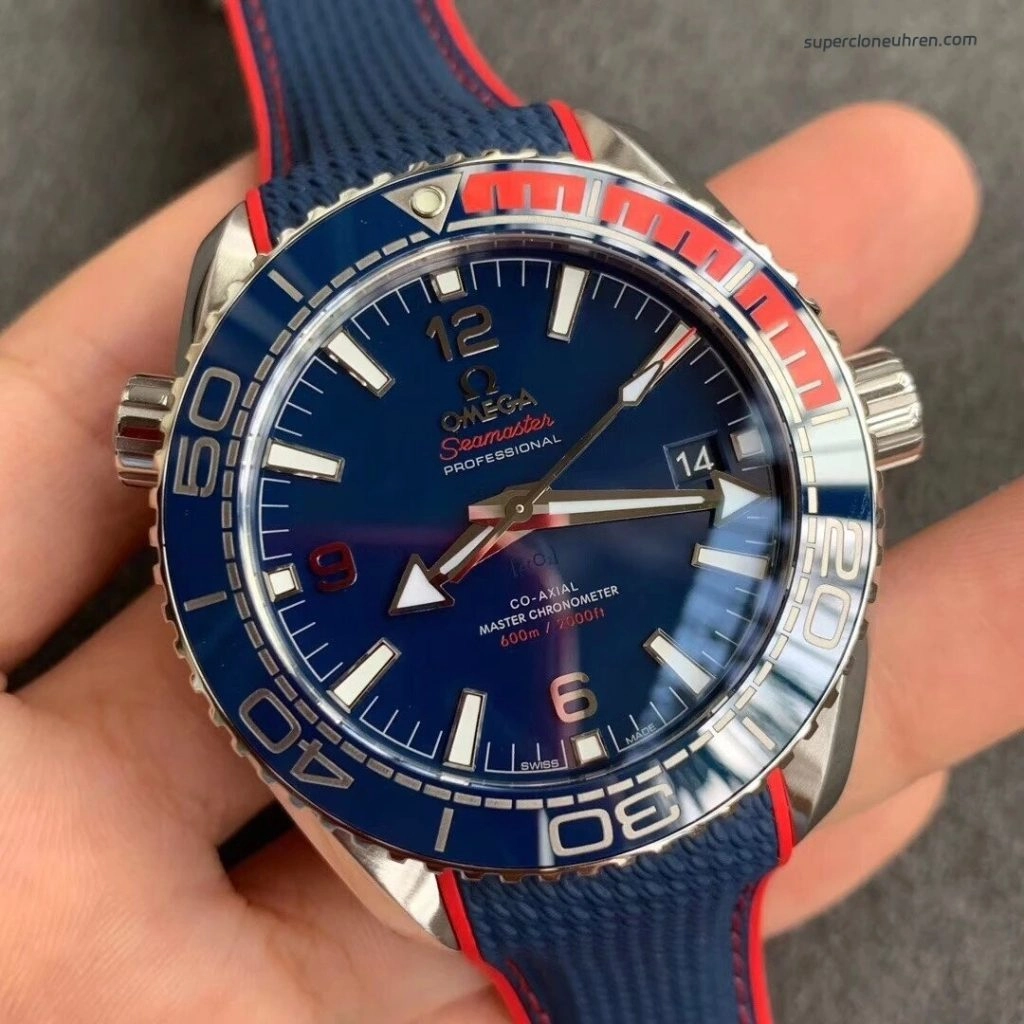 Premium Replica Uhr Omega Seamaster Olympic Games 522.32.44.21.03.001 blau-rotes Zifferblatt 44 mm