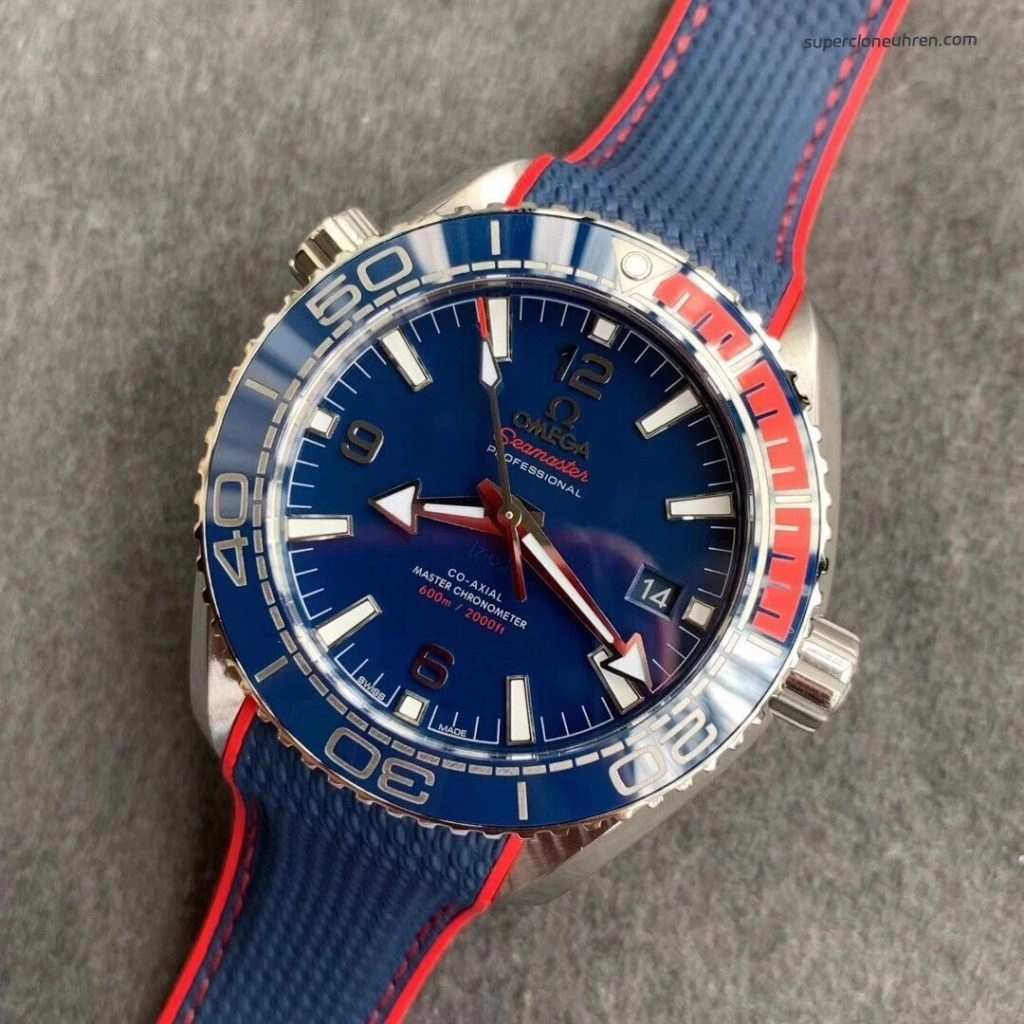 Premium Replica Uhr Omega Seamaster Olympic Games 522.32.44.21.03.001 blau-rotes Zifferblatt 44 mm
