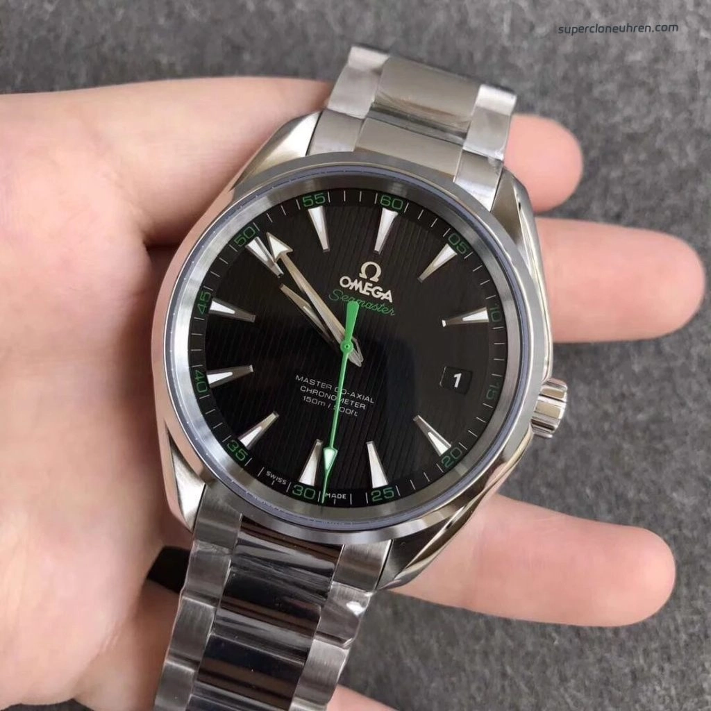 Super Clone Omega Seamaster 231.10.42.21.01.004 schwarzes Zifferblatt mit grünen Akzenten 41,5mm
