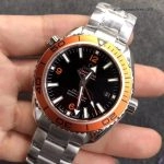 Premium Replica Uhr Omega Seamaster Planet Ocean 232.30.42.21.01.002 Edelstahl mit orangefarbener Lünette 42 mm