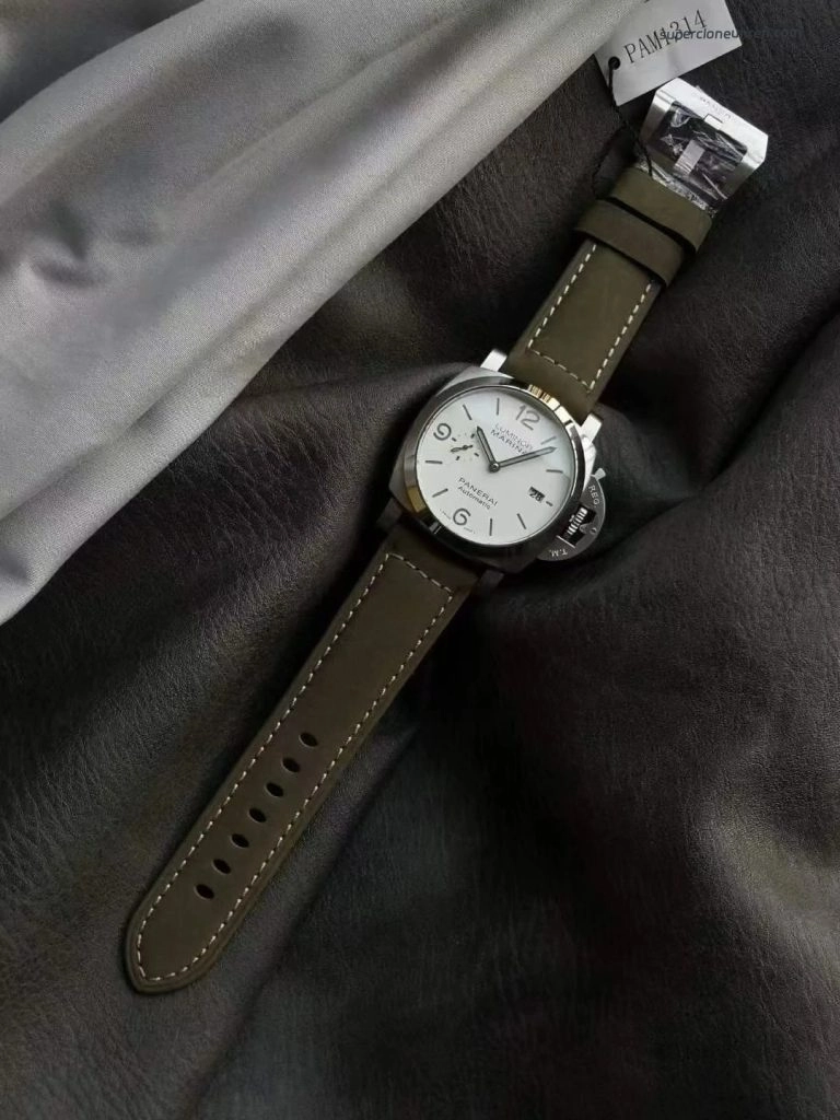 Premium Replica Uhr Panerai Luminor Marina PAM01314 Edelstahl mit Lederband 44mm