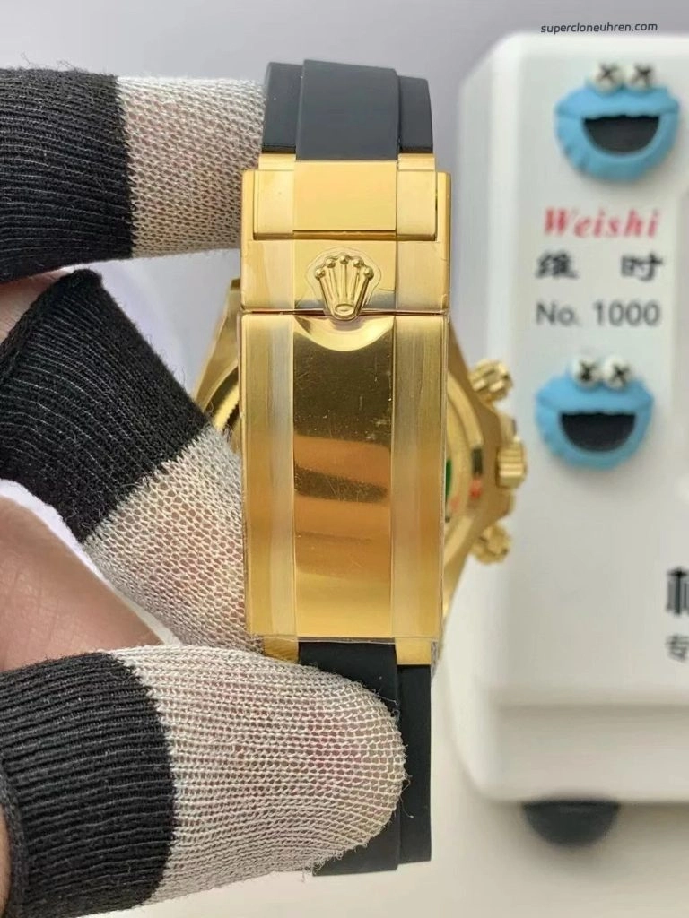 Premium Replica Uhr Rolex Daytona 126518LN Goldoptik mit Kautschukband 40mm