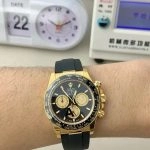 Premium Replica Uhr Rolex Daytona 126518LN Goldoptik mit Kautschukband 40mm