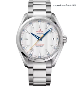 Premium Replica Uhr Omega Seamaster Aqua Terra 231.10.42.21.02.004 weißes Zifferblatt mit goldfarbenem Sekundenzeiger 41,5 mm