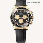 Premium Replica Uhr Rolex Daytona 126518LN Goldoptik mit Kautschukband 40mm
