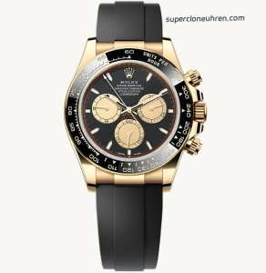 Premium Replica Uhr Rolex Daytona 126518LN Goldoptik mit Kautschukband 40mm