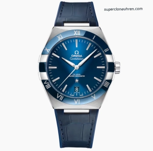 Premium Replica Uhr Omega Constellation 131.33.41.21.03.001 blaues Kautschukband 41mm