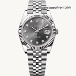 Premium Replica Uhr Rolex Datejust m126334-0006 graues Zifferblatt mit Diamantindizes 41mm