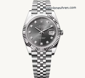 Premium Replica Uhr Rolex Datejust m126334-0006 graues Zifferblatt mit Diamantindizes 41mm