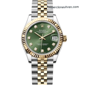 Premium Replica Uhr Rolex Datejust m278273-0030 Oystersteel-Gelbgold mit Diamantindizes 31 mm