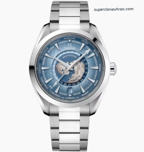 Super Clone Omega Seamaster Aqua Terra Worldtimer 220.10.43.22.03.002 Eisblaues Zifferblatt 43mm