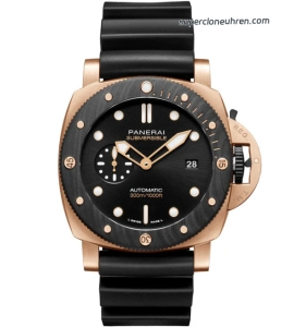 Super Clone Panerai Submersible PAM01070 Roségold mit Carbon-Lünette 44 mm
