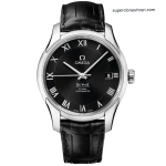 Premium Replica Uhr Omega De Ville 431.13.41.21.01.001 schwarzes Zifferblatt mit Lederband 41mm