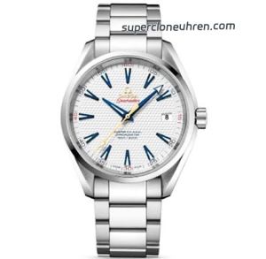 Premium Replica Uhr Omega Seamaster 231.10.42.21.02.005 silbernes Zifferblatt mit goldfarbenem Sekundenzeiger 41,5 mm