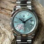 Premium Replica Uhr Rolex Day-Date m228236-0006 eisblaues Zifferblatt mit Diamantindizes 40 mm