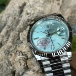 Premium Replica Uhr Rolex Day-Date m228236-0006 eisblaues Zifferblatt mit Diamantindizes 40 mm