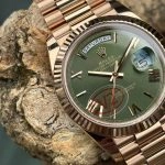 Premium Replica Uhr Rolex Day-Date m228235-0025 Roségold Mintgrün 40mm