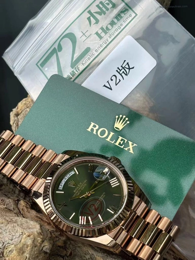 Premium Replica Uhr Rolex Day-Date m228235-0025 Roségold Mintgrün 40mm
