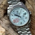 1:1 Super Clone Uhr Rolex Day-Date M228236-0012 eisblaues Zifferblatt mit römischen Ziffern 40mm