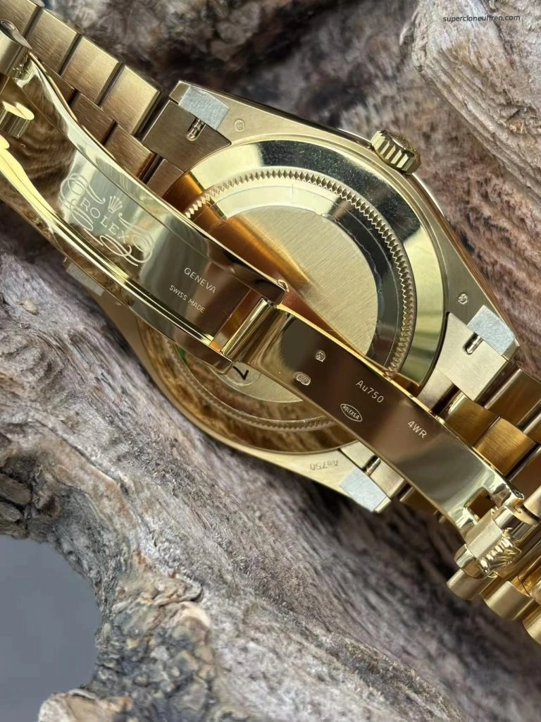 Premium Replica Uhr Rolex Day-Date m228238-0071 mit Perlmuttzifferblatt und Diamantindizes 40mm