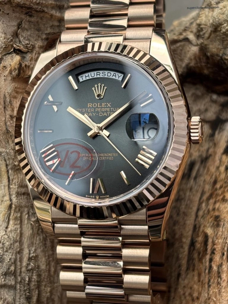 Premium Replica Uhr Rolex Day-Date m228235-0055 Roségold mit grauem Verlaufzifferblatt 40mm