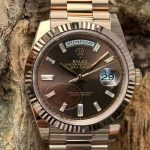Premium Replica Uhr Rolex Day-Date m228235-0003 Roségold mit schokoladenbraunem Zifferblatt 40mm