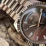 Premium Replica Uhr Rolex Day-Date m228235-0003 Roségold mit schokoladenbraunem Zifferblatt 40mm