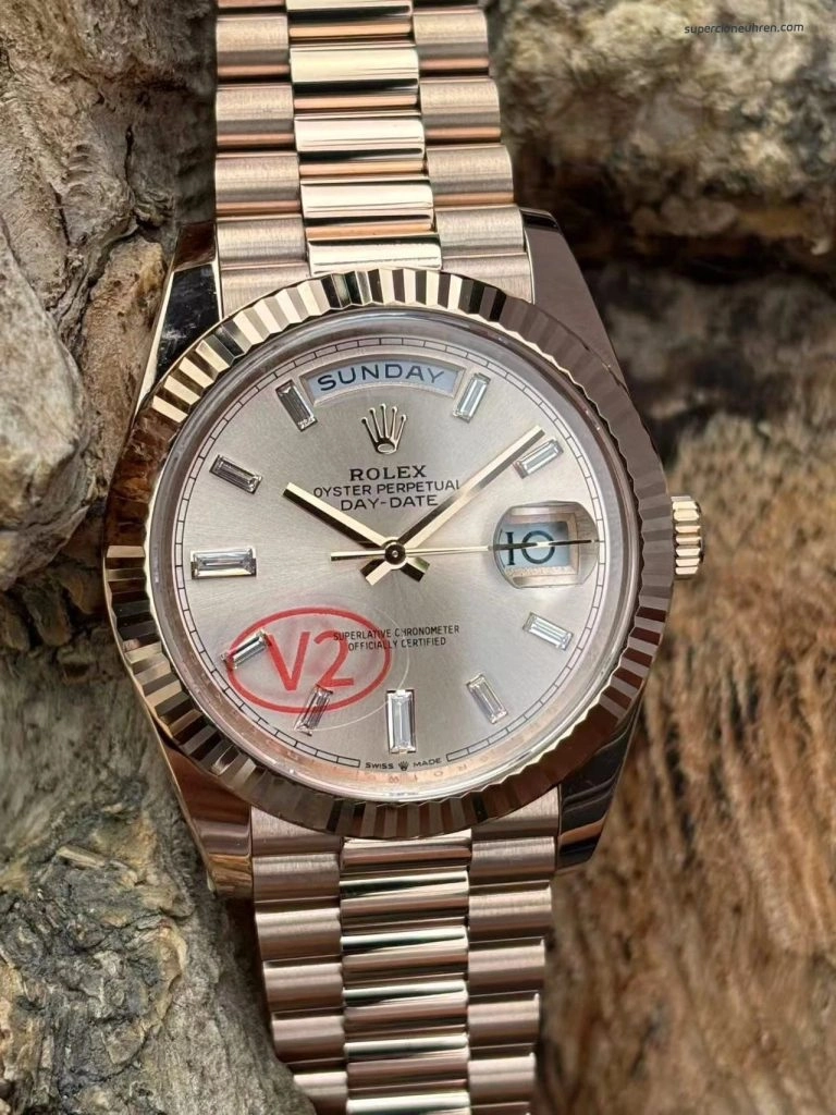 Premium Replica Uhr Rolex Day-Date m228235-0004 in Roségold mit Champagner-Zifferblatt 40mm