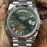 Super Clone Rolex Day-Date m228236-0008 grünes Zifferblatt mit römischen Indizes 40mm