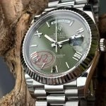 Super Clone Rolex Day-Date m228236-0008 grünes Zifferblatt mit römischen Indizes 40mm