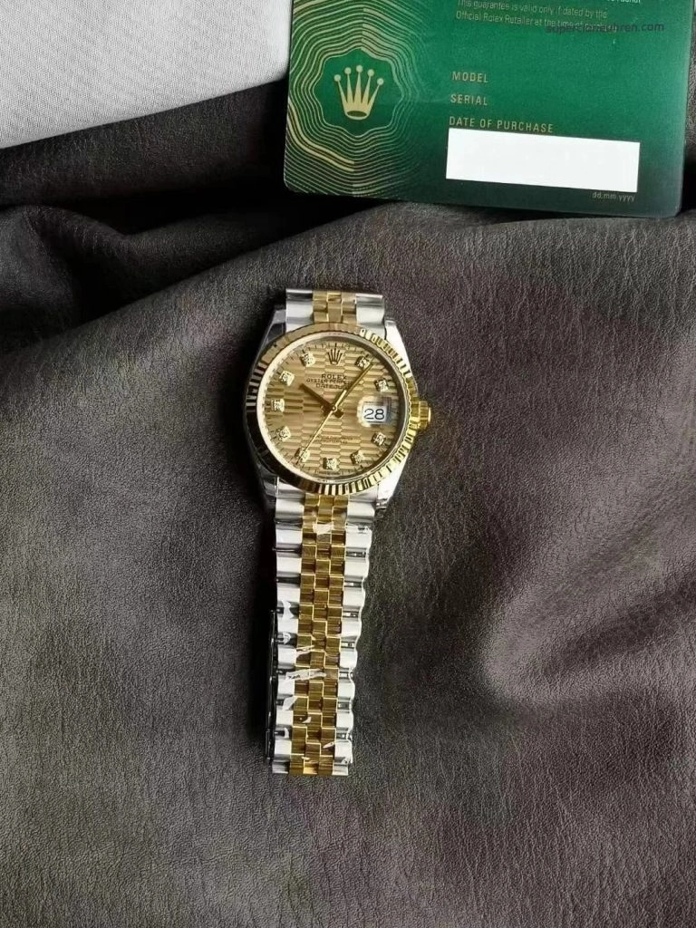 Premium Replica Uhr Rolex Datejust 126233-0045 Bicolor mit Diamantindizes 36mm